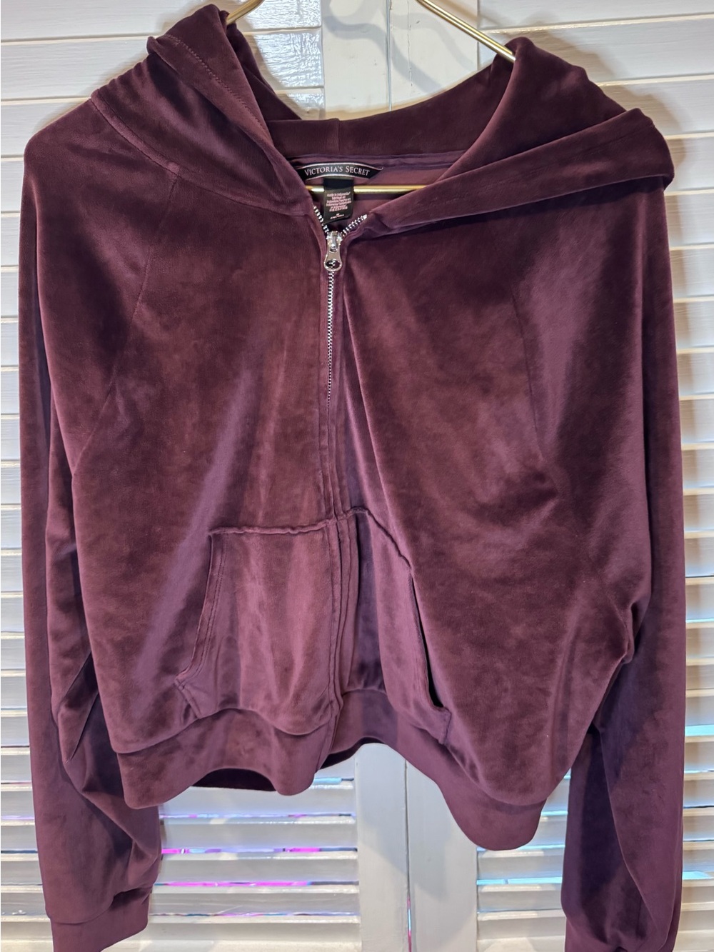 Victoria’s Secret Plum Velour Zip Hoodie M